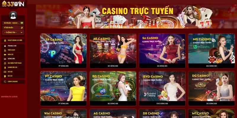 Casino 33win là đối tác chiến lược của các nhà cung cấp game uy tín